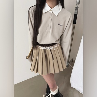 BY CHAPTER韩国东大门代购26春 抽绳层叠腰拼接百褶裙短裙半裙