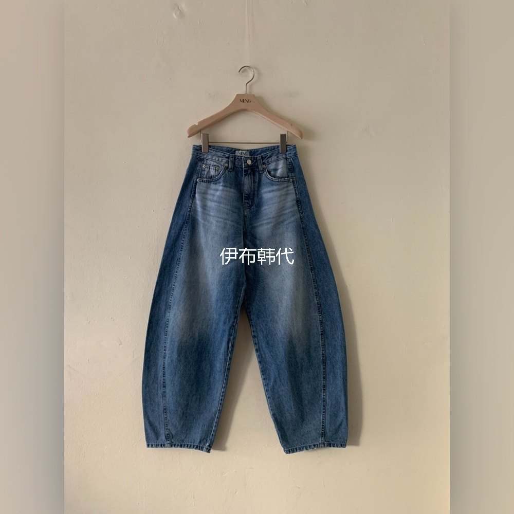 MENG韩国东大门正品代购26春款 磨白做旧休闲宽松弯刀裤牛仔裤,女装/女士精品,牛仔裤,淘宝优惠券,粉丝福利购,淘宝优惠卷