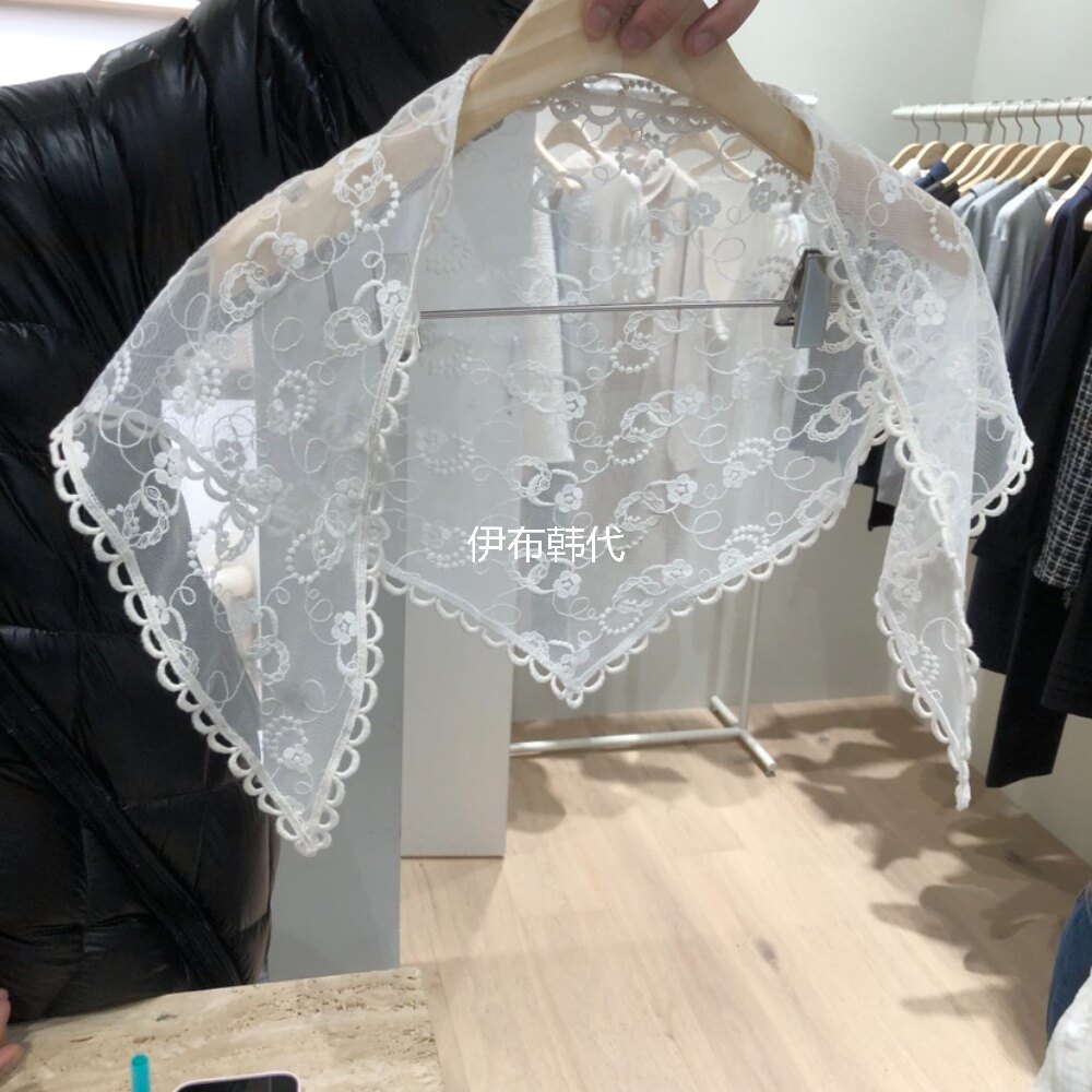 LIFFEY韩国东大门正品代购26春款 蕾丝花朵纱网三角巾围巾披肩