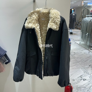 LOW MOMENT韩国东大门代购26冬款 毛领翻领休闲棉衣棉服外套