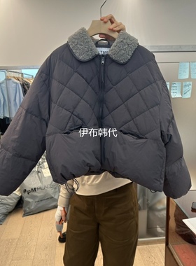 LTMS 韩国东大门正品代购冬款 翻领仿羊羔毛领短款羽绒服外套