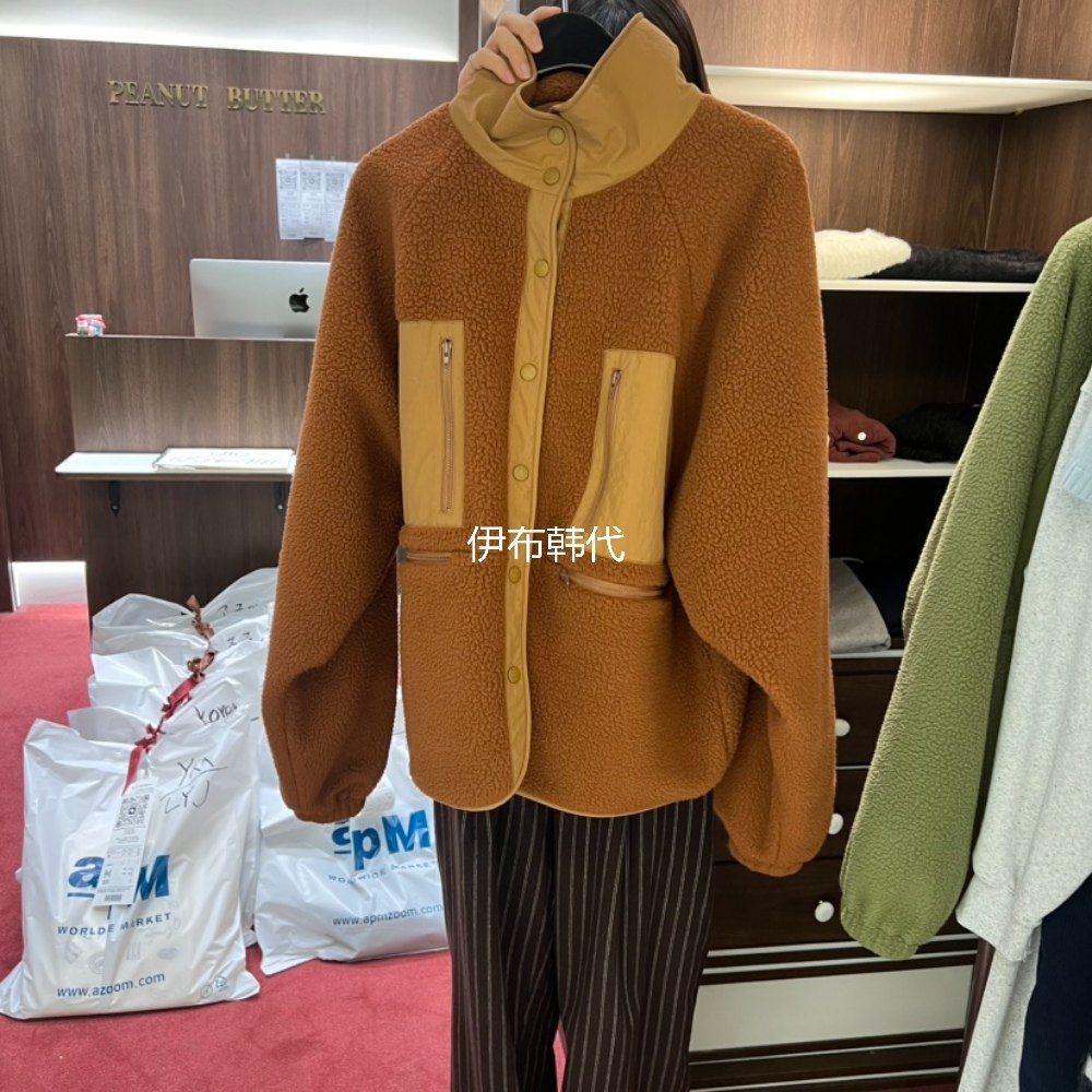 PEANUT BUTTER韩国东大门正品代购冬款 立领摇粒绒口袋保暖外套