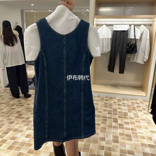 深色休闲收腰牛仔裙连衣裙