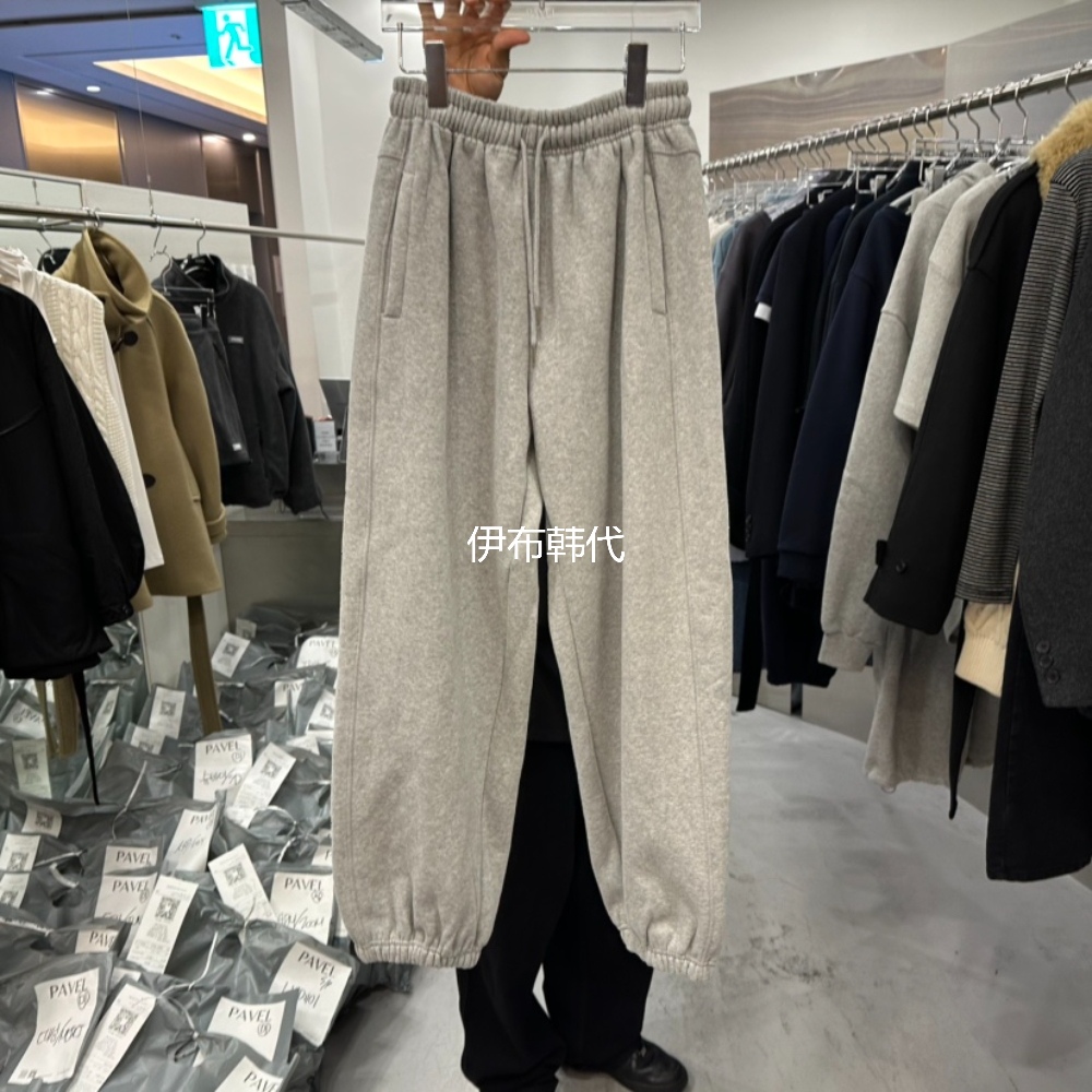 松紧抽绳宽松休闲束脚加绒卫裤