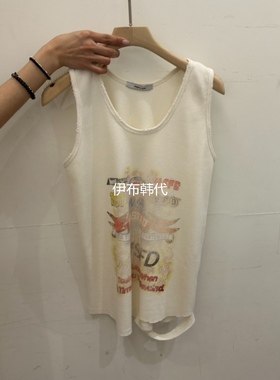REPELLER韩国东大门正品代购26夏款 圆领磨破做旧拉丝休闲背心