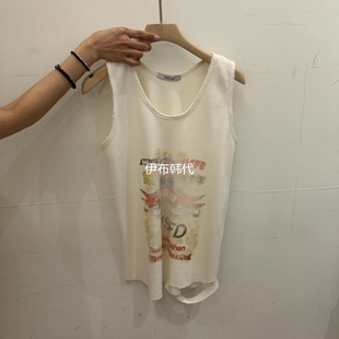 REPELLER韩国东大门正品代购26夏款 圆领磨破做旧拉丝休闲背心
