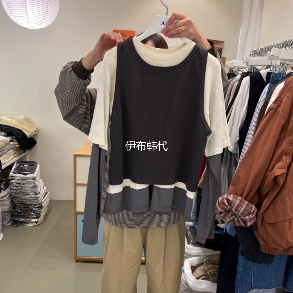 层叠两件套百搭长袖短袖T恤套装