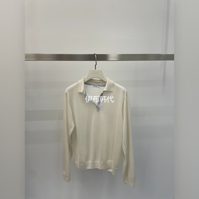 翻领休闲纯色纽扣薄款针织衫