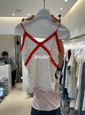 RICH SISTER韩国东大门代购26夏款 V领飞边花边碎花修身吊带背心