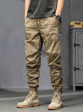 12318 夏季薄款潮牌余文乐多口袋休闲裤水洗棉微弹力修身工装裤