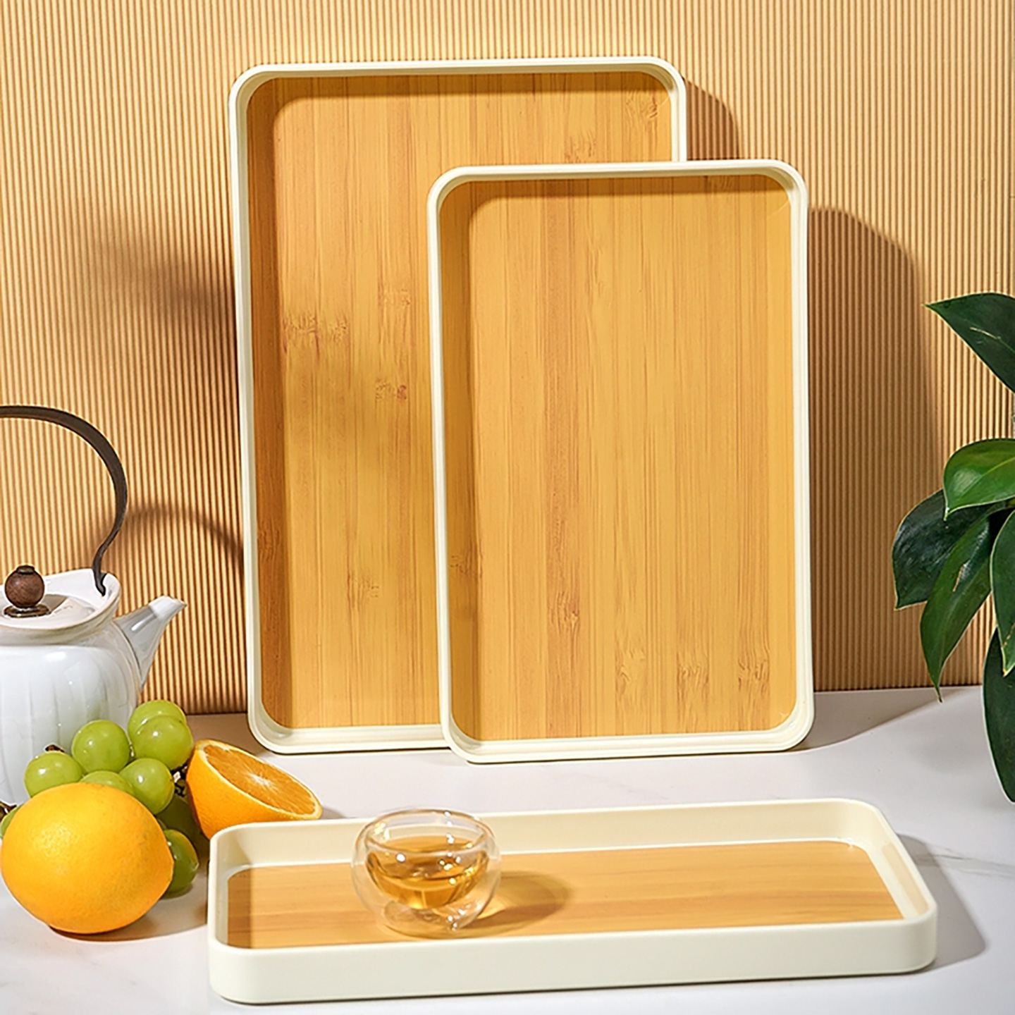托盘日式长方形商用家用烘焙水果烧烤仿木纹盘子非密胺塑料盘茶盘