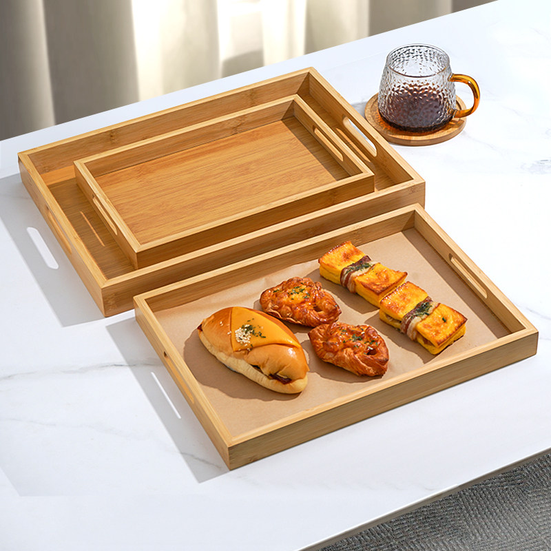 托盘拉手日式竹子长方形餐饮酒店商用餐盘垫纸水杯茶盘烧烤竹木盘,餐饮具,餐用托盘,淘宝优惠券,粉丝福利购,淘宝优惠卷