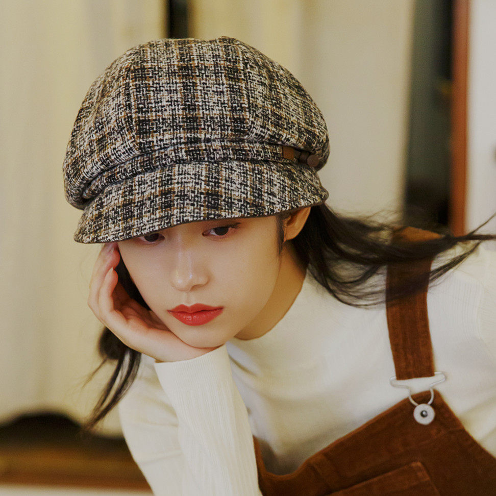 帽子女日系秋冬温暖加厚防晒遮脸可折叠保暖百搭加绒渔夫帽冬季潮