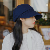 日系帽子女鸭舌帽新款 春夏大小头围大帽檐遮脸太阳帽遮阳帽防晒帽