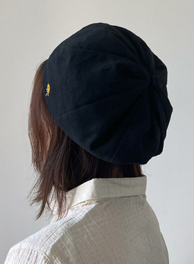 帽子女新款贝雷帽日系春夏季百搭文艺出游黑色韩版全棉春秋画家帽