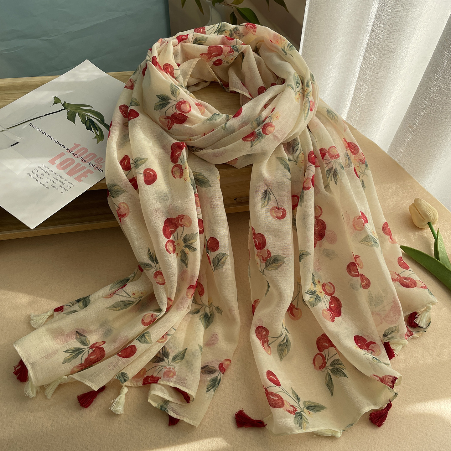 2025新款棉麻围巾女秋冬薄韩版百搭护颈保暖围脖甜美印花披肩丝巾