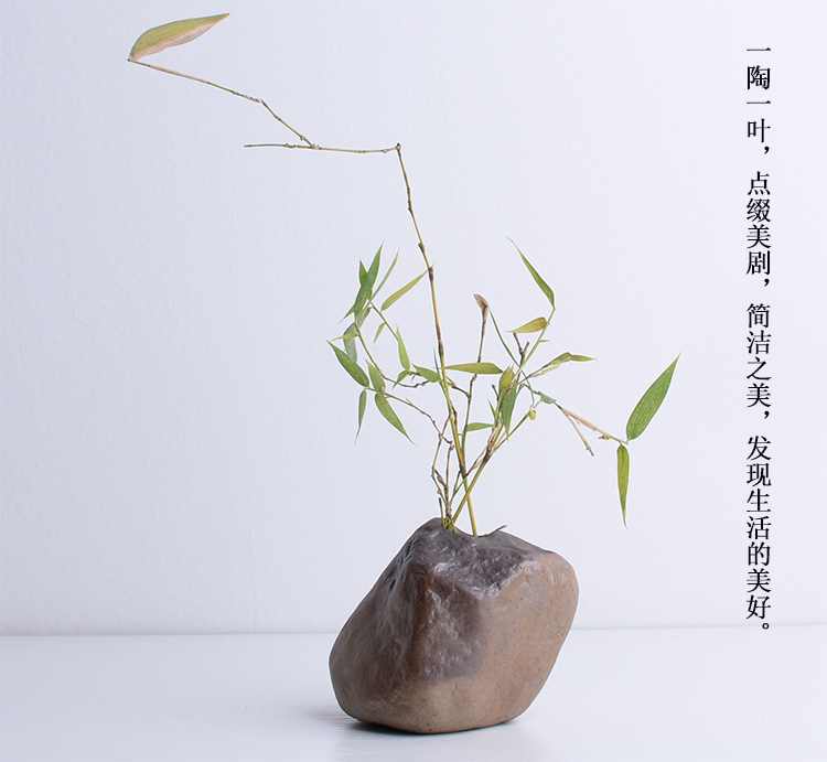 原创新中式现代创意 奇石陶瓷花瓶花器玄关客厅摆件 时尚软装摆设