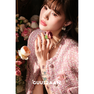 蜜桃乌龙！进口原C粉色粗花呢 长/短小香风外套/连衣裙/半裙早春