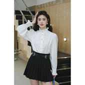 女春季 林允同款 P渠道款 立领花边白色衬衫 白月光满分衬衣