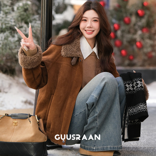 跳转新店拍～榛果肉桂卷 | 亲妈 麂皮美拉德加厚仿羊羔绒外套