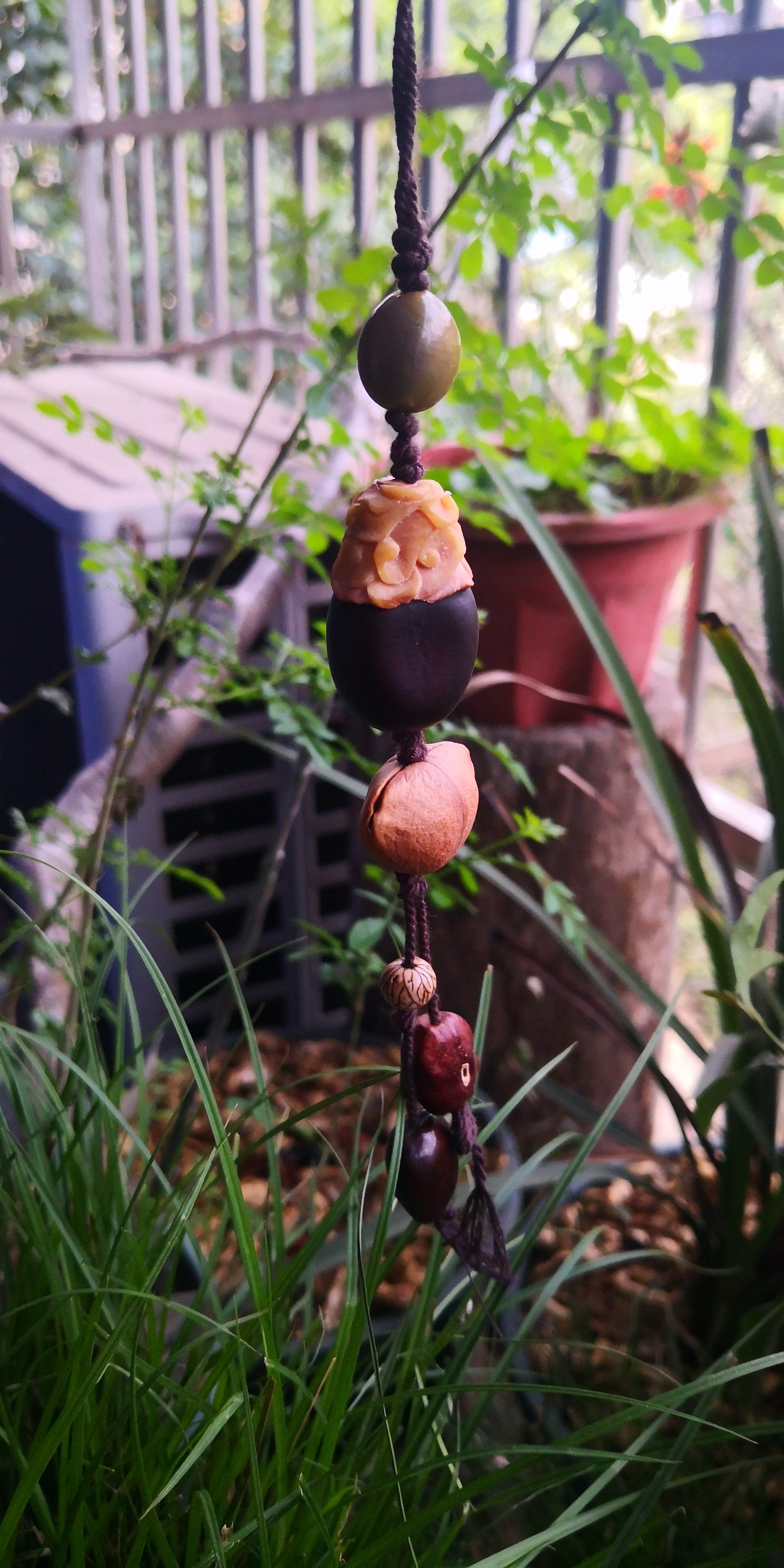 缅茄菩提雕刻祥云手工刀刻车挂包挂件手把件天然菩提
