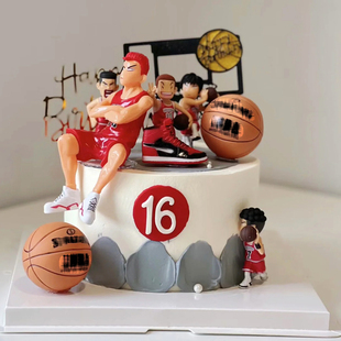网红村BA打篮球蛋糕装饰摆件灌篮高手樱木花道流川枫男神生日装扮