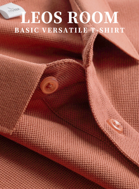 姜红温柔风粉色系POLO衫重磅纯棉翻领短袖t恤女宽松休闲百搭