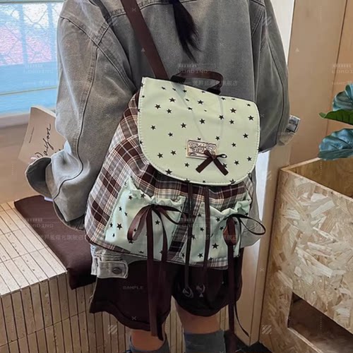 梵昇昱双肩包日系格纹JK
