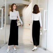 春秋冬款 女 复古金丝绒A字半身长裙显瘦一步裙包臀裙不开叉黑色