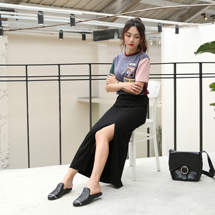 2026春夏前侧开叉莫代尔半身长裙女修身显瘦一步裙高腰百搭包臀裙