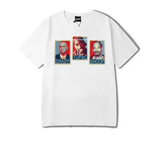 欧美Hiphop宽松纯棉圆领短袖嘻哈RAP阿姆Eminem狗爷2Tupac图案T恤