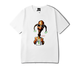 欧美西海岸匪帮复古嘻哈男女短袖rap狗爷snoopdog插画印花T恤定制