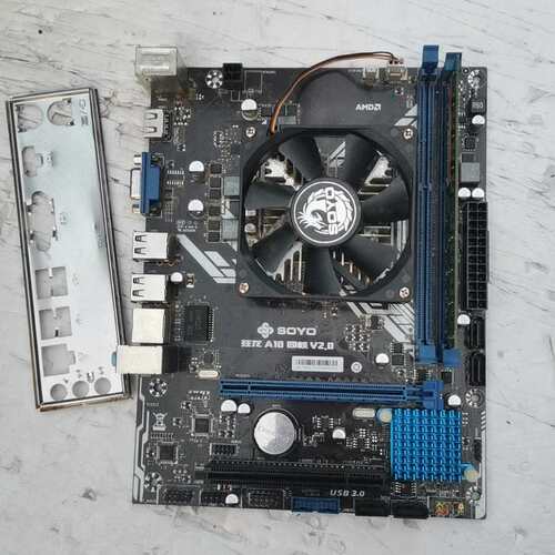 议价SOYO梅捷A10 四核V2.0拆机主板，实物图测试视频，拍
