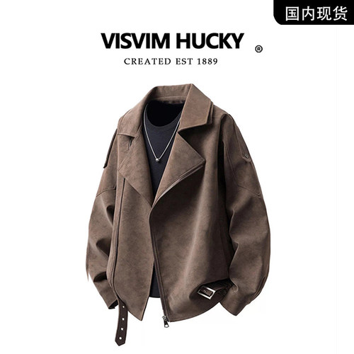 【官网正品】VISVIM HUCKY秋冬季新款夹克外套男休闲潮牌宽松皮衣