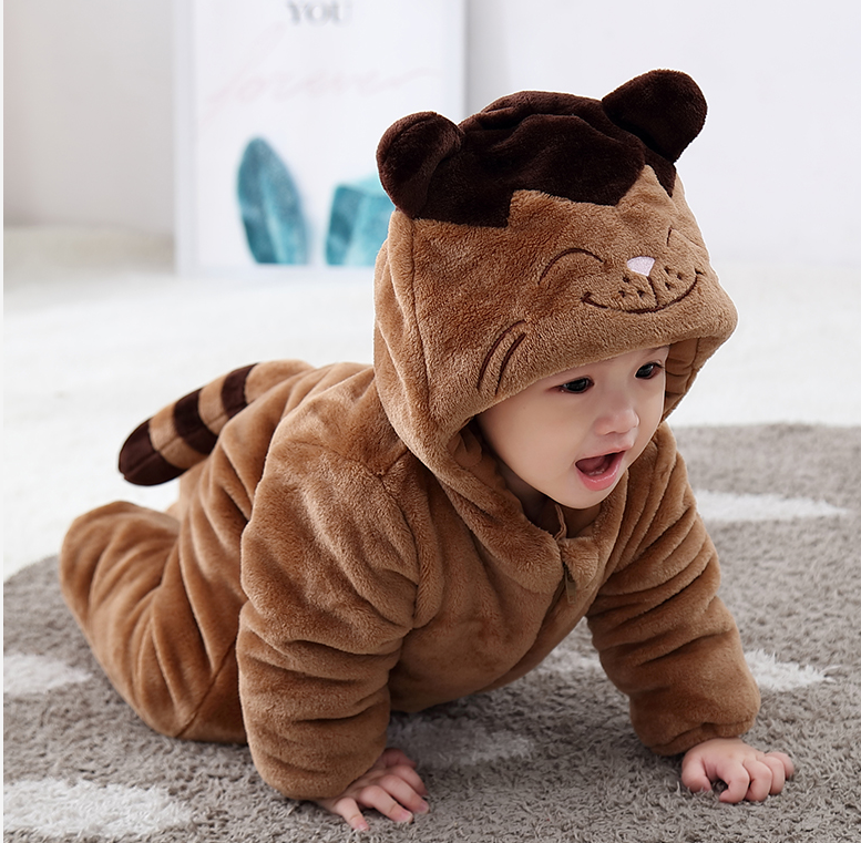 毛绒外穿保暖带脚加厚冬装哈衣