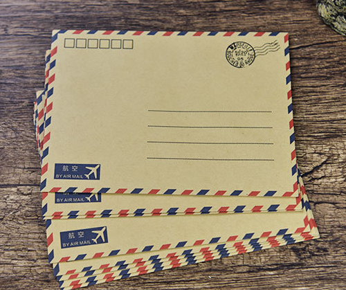 牛皮纸国际航空信封 可邮寄 明信片保护封  b6 8枚入