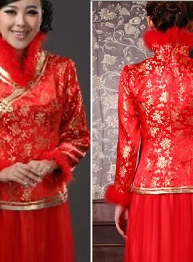 大码孕妇新娘装红色纱裙结婚礼服