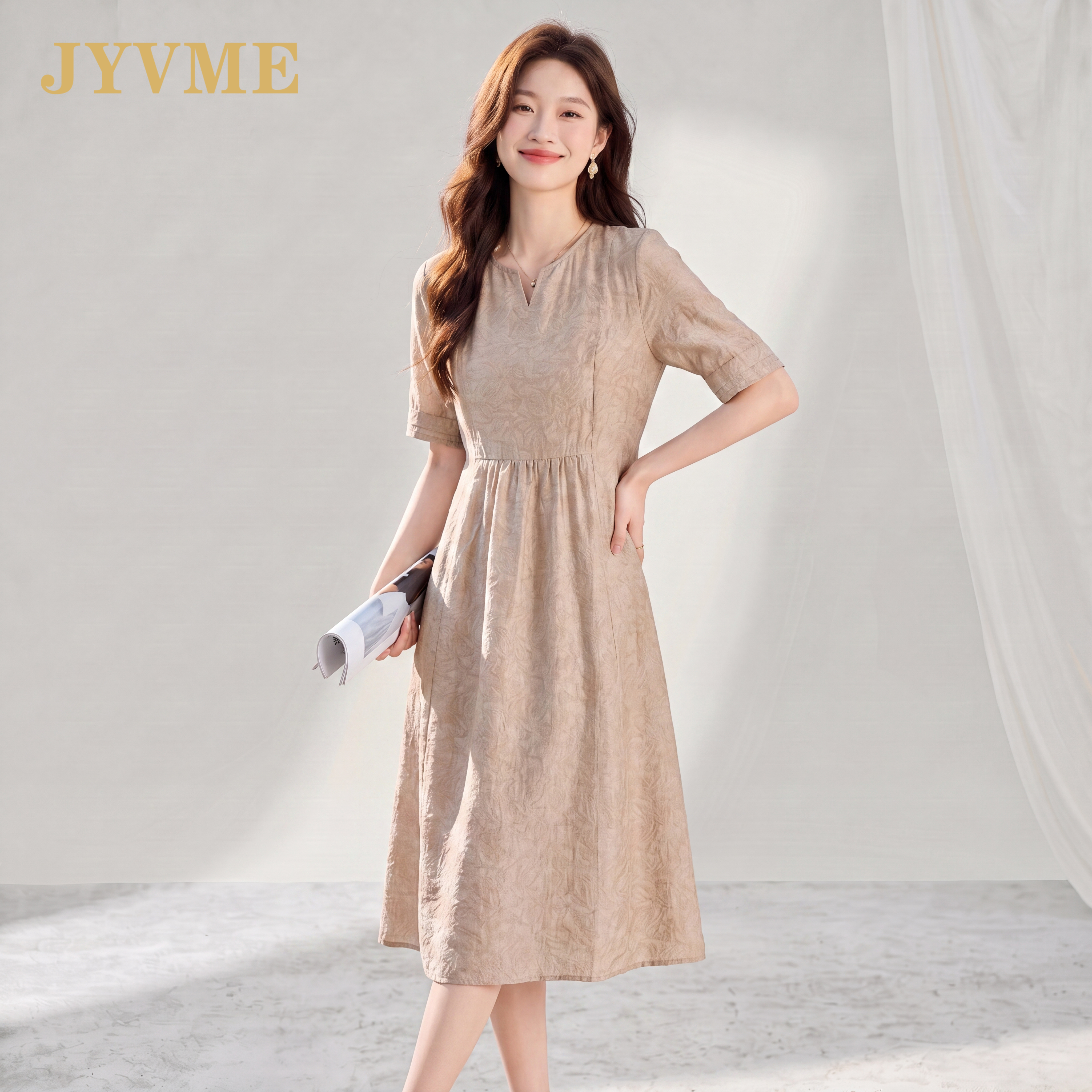 JyVme轻奢天丝连衣裙女2026年夏季新款薄款宽松遮肚子显瘦裙子
