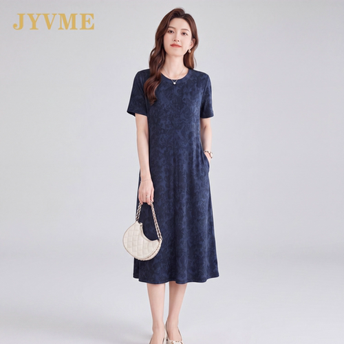 JyVme轻奢短袖连衣裙女2026夏季新款小个子宽松显瘦气质大码裙子