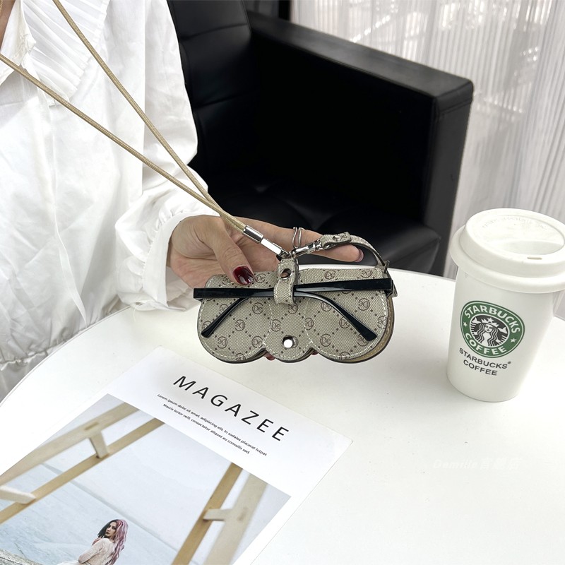 皮质印花墨镜盒便携挂包