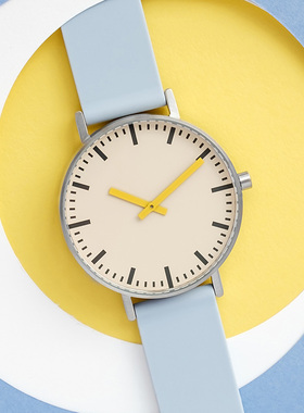 BIJOUONE彼树湾B50简约黄色静音极简男女礼物礼盒防水精钢手表