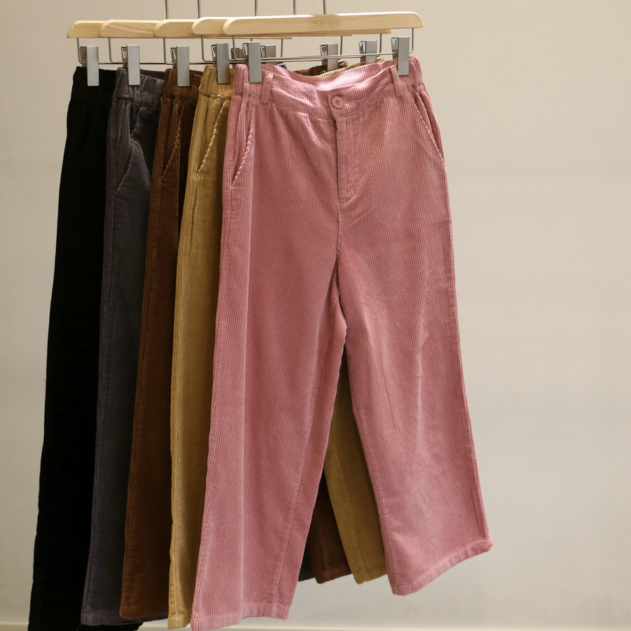 100棉灯芯绒！复古百搭休闲裤女秋冬韩系新款高腰宽松九分阔腿裤,女装/女士精品,休闲裤,淘宝优惠券,粉丝福利购,淘宝优惠卷