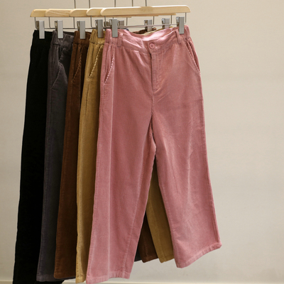 灯芯绒复古百搭休闲裤九分阔腿裤