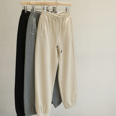 显瘦不紧绷！加绒加厚束脚休闲卫裤女冬季保暖百搭纯色哈伦裤长裤