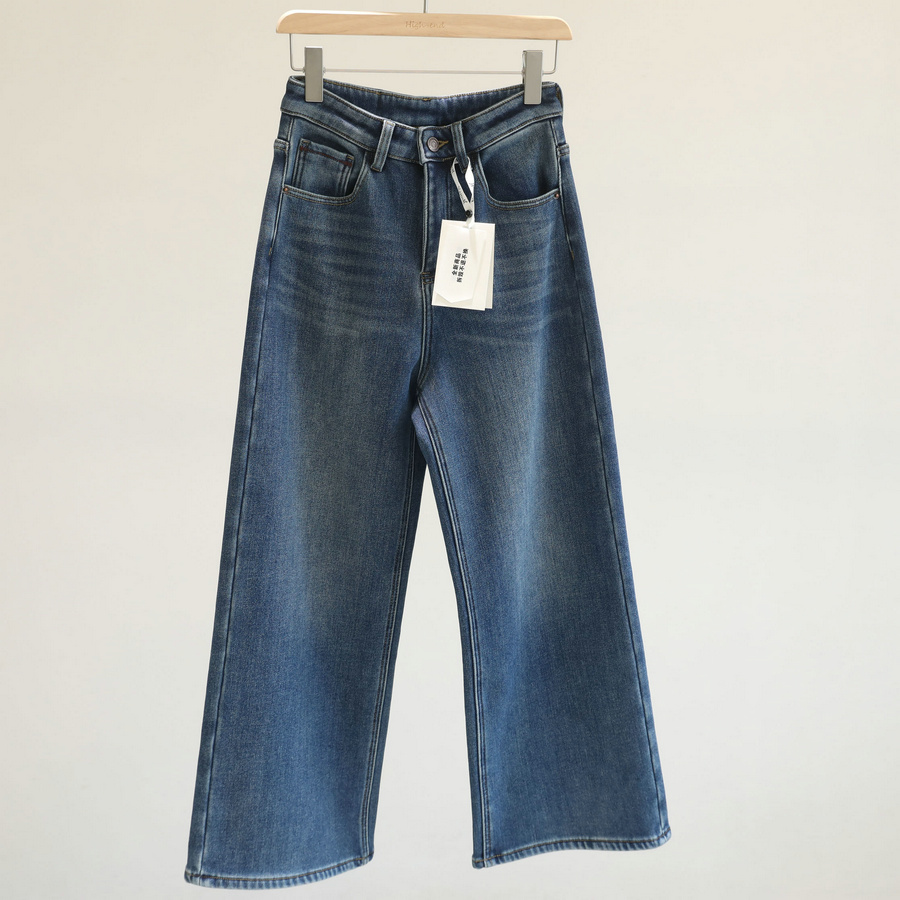 身材包容性友好！加绒阔腿牛仔裤女冬季高腰宽松显瘦直筒长裤百搭