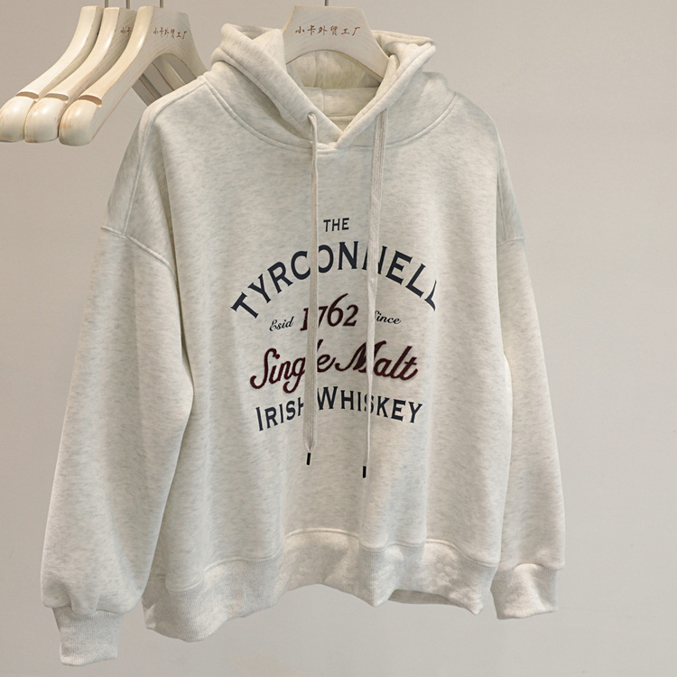 加绒宽松美式休闲套头卫衣