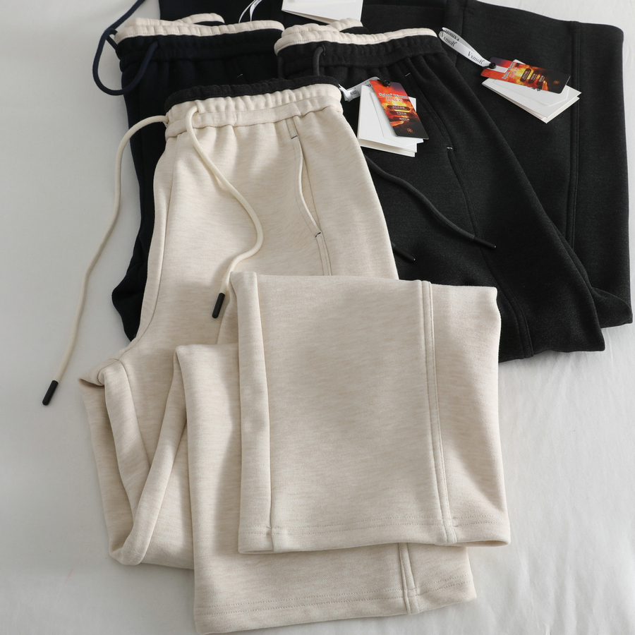 舒服到没边儿！加绒厚实休闲裤女冬季松紧高腰舒适好穿阔腿裤长裤