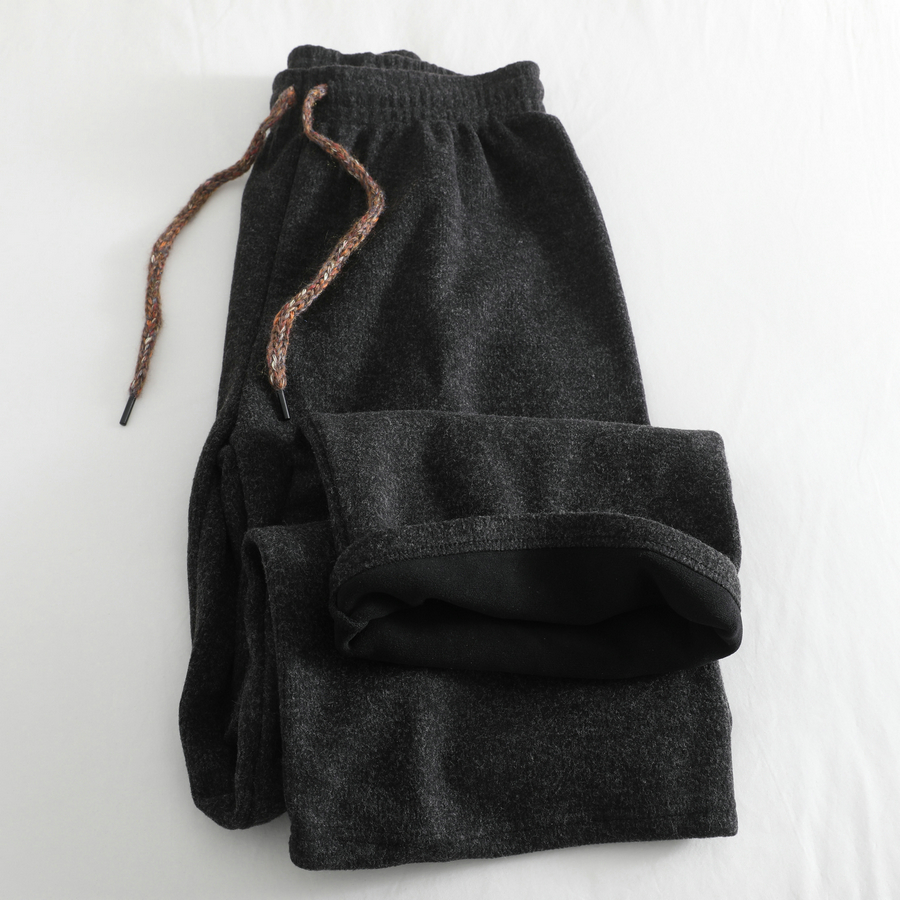 自穿怒推！浣熊绒加绒阔腿裤女秋冬深灰色宽松直筒休闲裤长裤