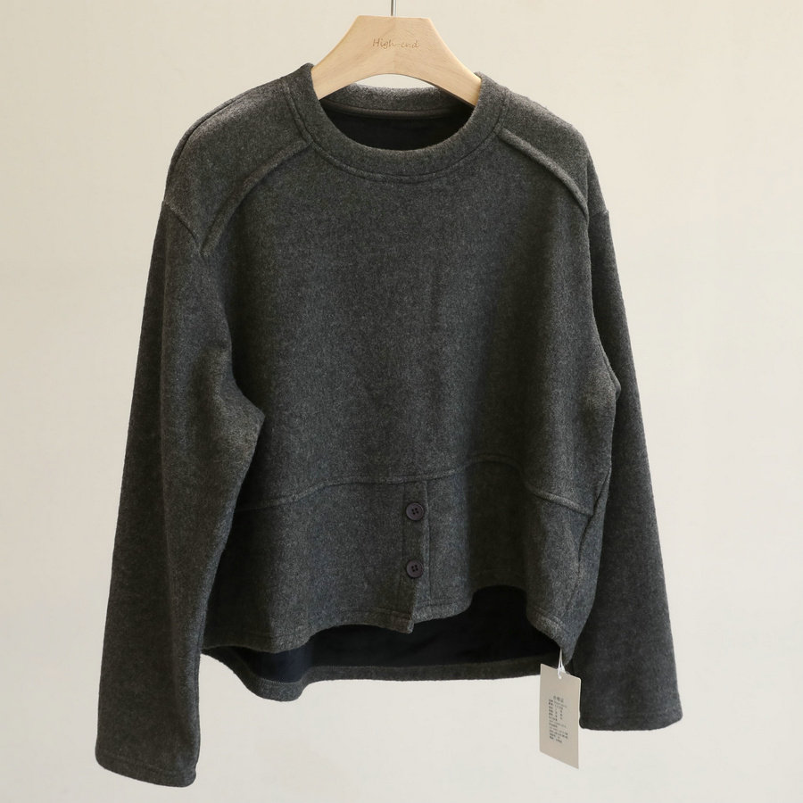 厚实有质感！毛呢抓绒卫衣女秋冬韩版灰色宽松设计感加厚打底上衣