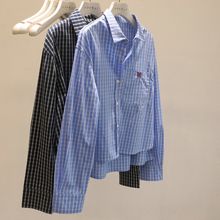 好穿的要命！韩系穿搭休闲格子衬衫女2025早春新款短款衬衣外套